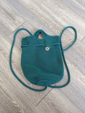The Sak Teal Handwoven Crochet Crossbody Bag